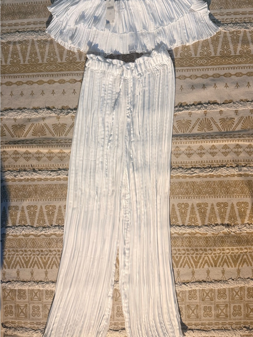Anthropologie White Pleated Wide-Leg Pants